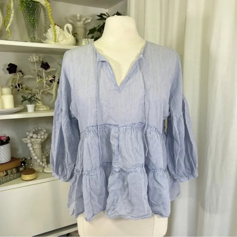 Lucky Brand Light Lilac Peasant Blouse EUC Pre♥️ 1X PTP 28